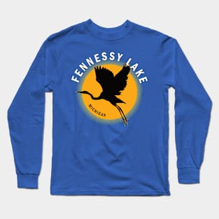 Fennessy Lake in Michigan Heron Sunrise Long Sleeve T-Shirt